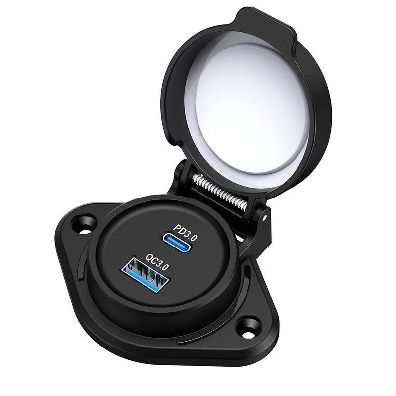 Bluejw 81W Waterproof Dual USB Car Charger: QC3.0 (36W) & PD 45W Type C - 12V/24V Fast Charging Socket for Automobile/Bus - Image 1